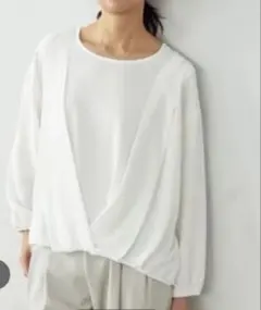 ホワイト ドロップショルダー シャツ コムサ