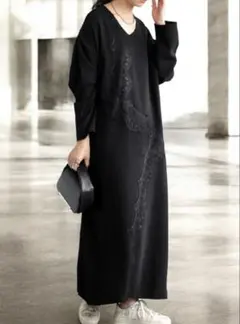 ロングワンピース⭐︎マキシ丈⭐︎ワンピース⭐︎黒⭐︎レース⭐︎モード⭐︎クール⭐︎長袖⭐︎高見え