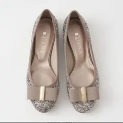 未使用級　ダイアナ　グリッターリボンパンプス　フラットシューズ　25 日本製