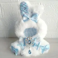 11cm〜12cm　おすわりぬい服　おれみみうさぎさん　水色