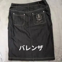 ダークデニム タイトスカート スポーツ刺繍　バレンザ