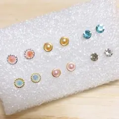 【W83】樹脂ピアス6ペア☆小さめパステルカラーセット