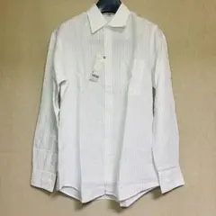 新品　UNIQLO ユニクロ　コットンリネン　ストライプシャツ　ブルー