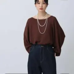 ★LEPSIM 7ゲージカノコラグラン長袖プルオーバー★ブラウン★