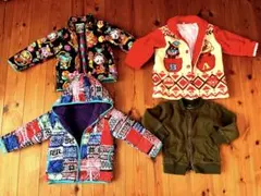 キッズ100cm アウター4点セットまとめ売り（多色・キャラクター柄）