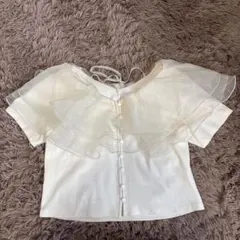 NICE CLAUP アイボリー　ブラウス　チュール