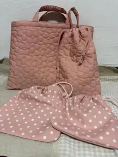 ハンドメイド　手提げ上靴入れと巾着袋セット