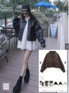 【新品/未使用品】GRL/襟2wayヴィンテージレザージャケット/Fサイズ