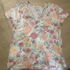 美品✨【S】LOFT フラワープリント Vネック Tシャツのサムネイル