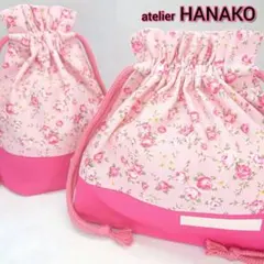 ローズ×チェリーP ハンドメイド お弁当袋 コップ袋 お弁当セット 女の子 薔薇