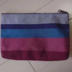 ハンドメイド カラフルストライプポーチ