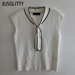 JUSGLITTY /ジャスグリッティー 配色ボウタイ　ノースリーブニットのサムネイル