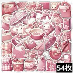 458　ステッカー　お裾分け　フレークシール　海外　防水　韓国　ピンク　ねこ