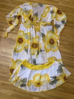 ひまわり柄ワンピース風水着用羽織りスカート