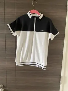 新品☆レディース☆タイトリスト☆ハーフジップ☆半袖シャツ☆ブラック ホワイトのサムネイル