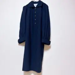ルネ　ワンピース　パフスリーブ　ネイビー　ヴィンテージ ボタン　サイズ9