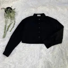 FOLLOWIN ショート丈　シャツ　黒　綿100% セクシー　重ね着