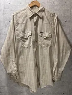 【USA製】Lee リー ヴィンテージ ウエスタンシャツ チェック柄 ベージュ