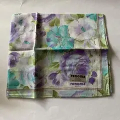 renoma 花柄 シルクハンカチ 約45cm