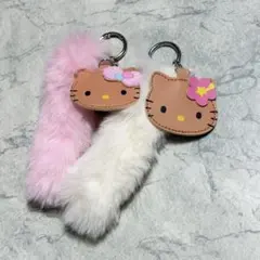 ハローキティ ファー付きキーホルダー 2個セット