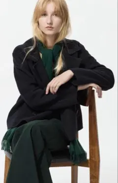 ポ*ス様 UNIQLO☆ダブルフェイスショートコート ネイビーM