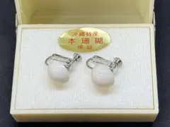 沖縄特産　本珊瑚　珊瑚　白ピンク　イヤリング