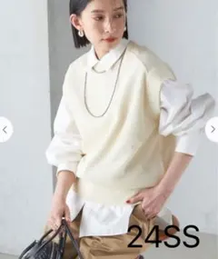 う*た様 シップス　ラメ混 ペーパー 編地 コンビ プルオーバーのサムネイル