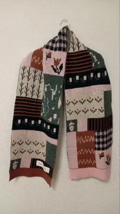 カラフルジャガード　お花あそびのマフラー