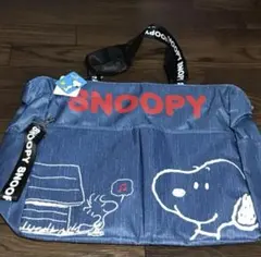 SNOOPY スヌーピーのデニム風の鞄　トートバック　レッスンバックなどに