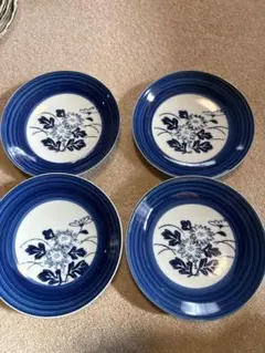 【有田焼】和皿　丸皿　骨董品　ヴィンテージ 花柄 小皿13cm４枚セット