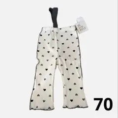 新品 リブ ハート サスペ付きフレアパンツ 70