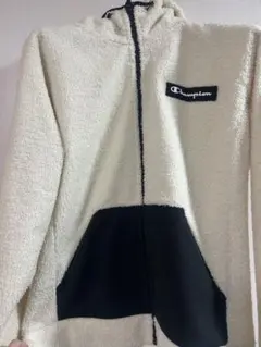 Champion フリースジャケット フード付き クリーム色