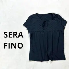 【SERA FINO】M 半袖ブラウス　シャツ　カットソー ブラック　薄手
