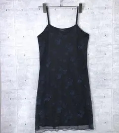 ロマンティック セクシー 古着 薔薇柄 チュールレイヤード キャミワンピース