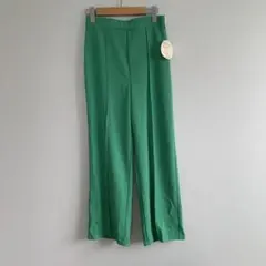 美品】グリーン ワイドパンツ センタープレス風のサムネイル