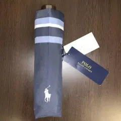 新品タグ付、ポロラルフローレン、紺色、ボーダー、ホースマーク雨天専用折り畳み傘