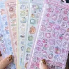 ボンボンドロップシール 透明 立体 ぷくぷく セット売り まとめ売り　6枚セット