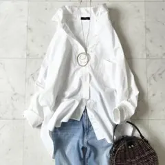 美品♪アニュアンス　コットン　日本製　シャツ　ゴールドプレート　オーバーサイズ