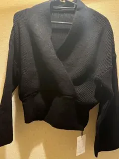 GRL rut624 カシュクールボリュームスリーブショート丈ニットトップス