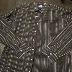 GAP ブラウン系ストライプ長袖シャツ XLサイズ