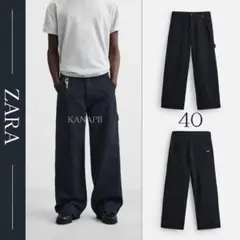 【新品未使用】ZARA　ストライプ柄リラックスフィットパンツ 40