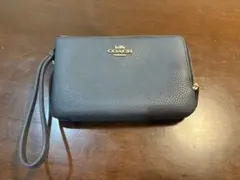 青い鳥　コーチ　ダブルジップポーチ　アウトレット　ブラック COACH コーチ ポーチ レディース アウトレット レザー ブラック