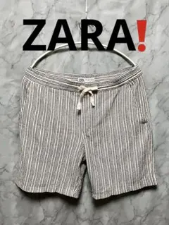 ★ZARAザラ ストライプ ハーフ ショートパンツ ドローストリング L 男女のサムネイル