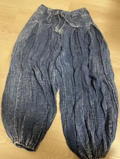 新品 藍染め コットン100% ストーンウォッシュ パンツ