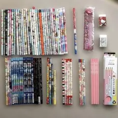 文房具まとめ売り　鉛筆60本以上　定規　 消しゴム　赤鉛筆5本　7色鉛筆3本