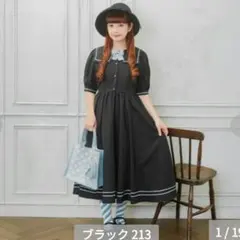 しまむら 青木美沙子 しまみさ リボン付セーラー 원피스 黒LL 新品