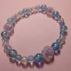 ハンドメイド 紫の薔薇のビーズブレスレット
