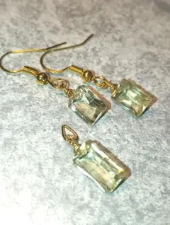 宝石質レモンクォーツレクタングルコンケーブカット