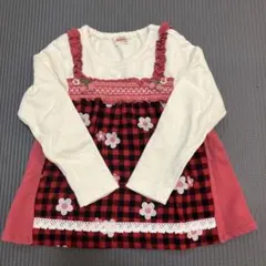Souris フラワー刺繍 長袖カットソー 100cm