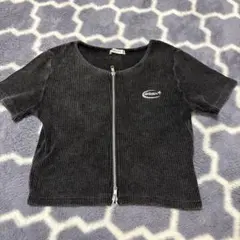 INGNI フロントジップ リブTシャツ ブラック M
